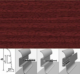 Напольный плинтус Идеал Альфа (пластиковый с кабель-каналом) 346 Махагон, 1 м.п.